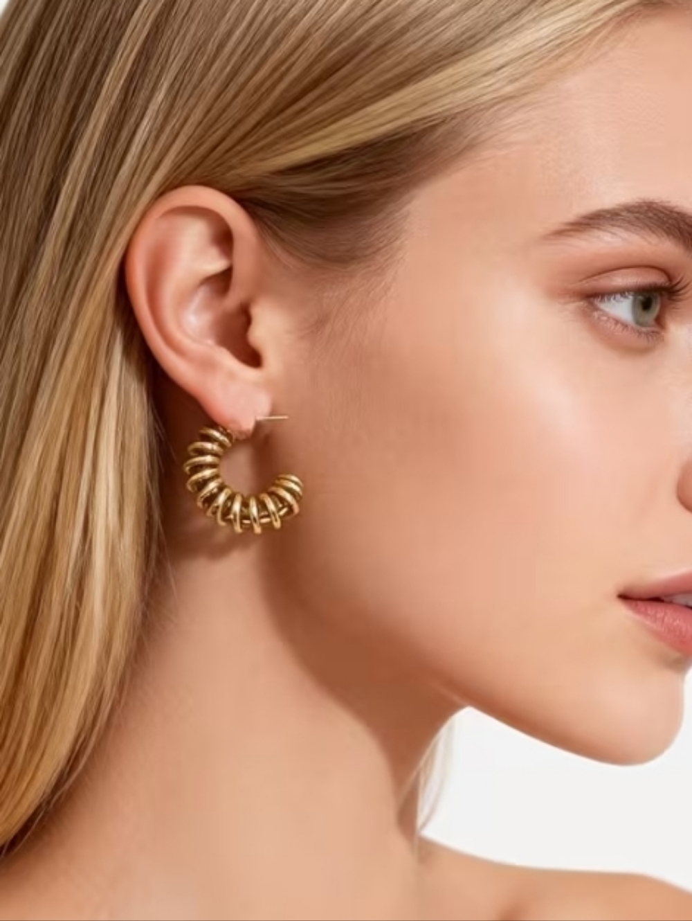 NEW! 18K Gold Plated Classic Spiral Half Hoop Earrings - Elegant Women's Jewelry